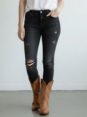 SINCLAIR | NEW Elon Distressed Skinny Dark Wash Stretch Denim Jeans 30 The Stick